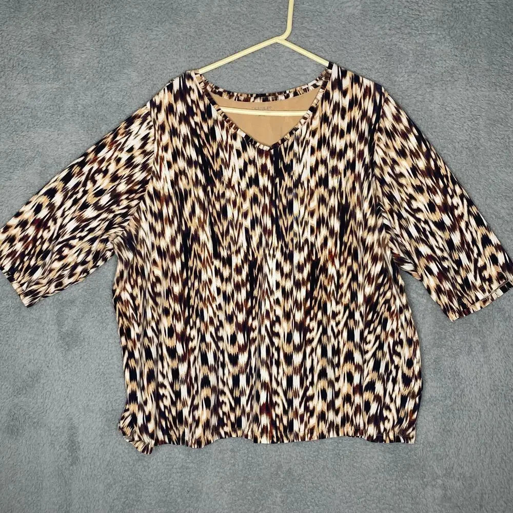 Catherines womens abstract animal print stretch casual tshirt soft 3X